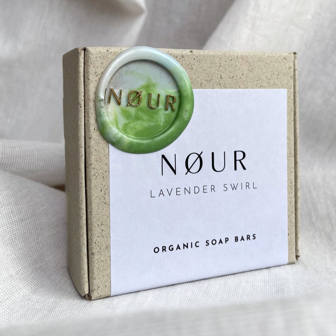 Naturseife mit Lavendelduft, nachhaltige Seifenverpackung, kompostierbare Graspapierverpackung, umweltfreundlich verpackt