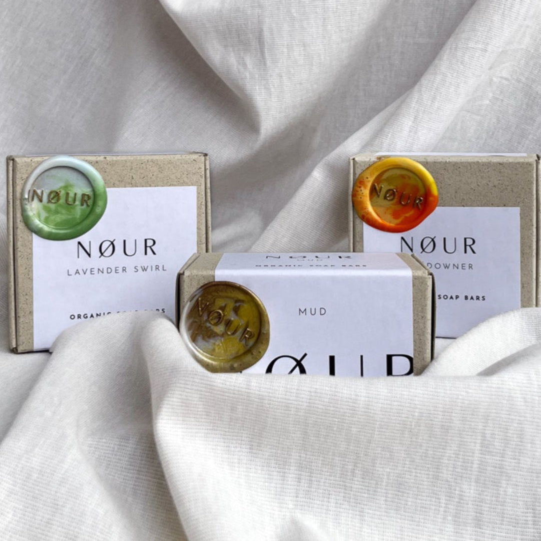nachhaltige Seifenverpackung von nour; kompostierbare graspapierverpackung, umweltfreundlich verpackt